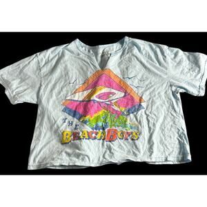 The Beach Boys Women’s Cropped T Shirt Size XL Blue V Neck